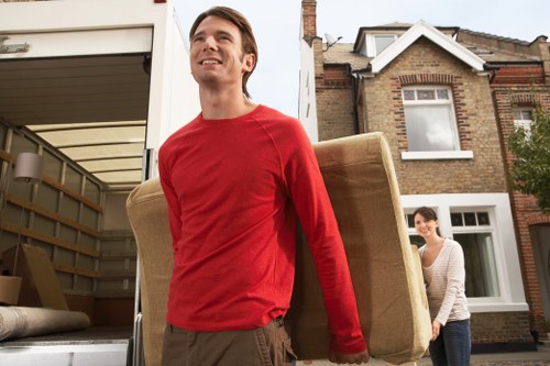 Packed household items organised for transport in Kingston Vale