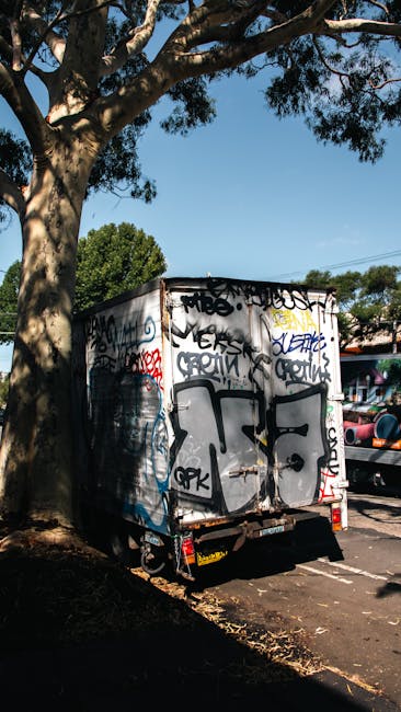 View from inside a moving van during a home relocation, with several cardboard boxes of varying sizes stacked at the back, some with flaps open. The boxes are packed with packing materials like paper or bubble wrap. The van's open rear door reveals a suburban street scene outside, featuring a paved road with parked cars, houses with gardens, street lamps, and greenery under warm evening sunlight. Inside the van, there is subdued lighting, highlighting the boxes ready for transport or unloading. This scene captures the loading process typical of furniture transport and packing during a house removal, illustrating professional logistics managed by Man with Van Kingston Vale, with the focus on organized packing for a smooth move in Kingston Vale.